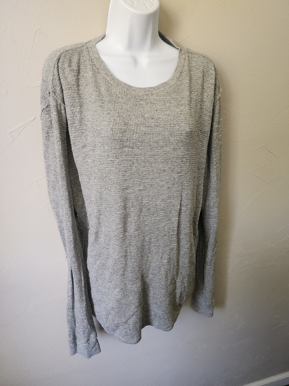 Lucky Brand Heather Gray Long Sleeve Knit Pullover Size Large